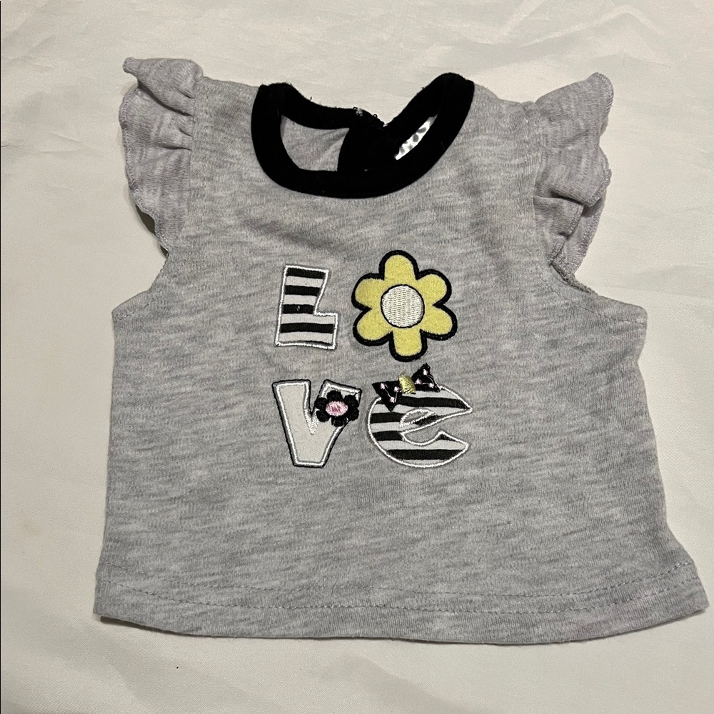 “Bundle 10/$13” little beginnings 0-3M Gray Baby Top shirt with Love Design